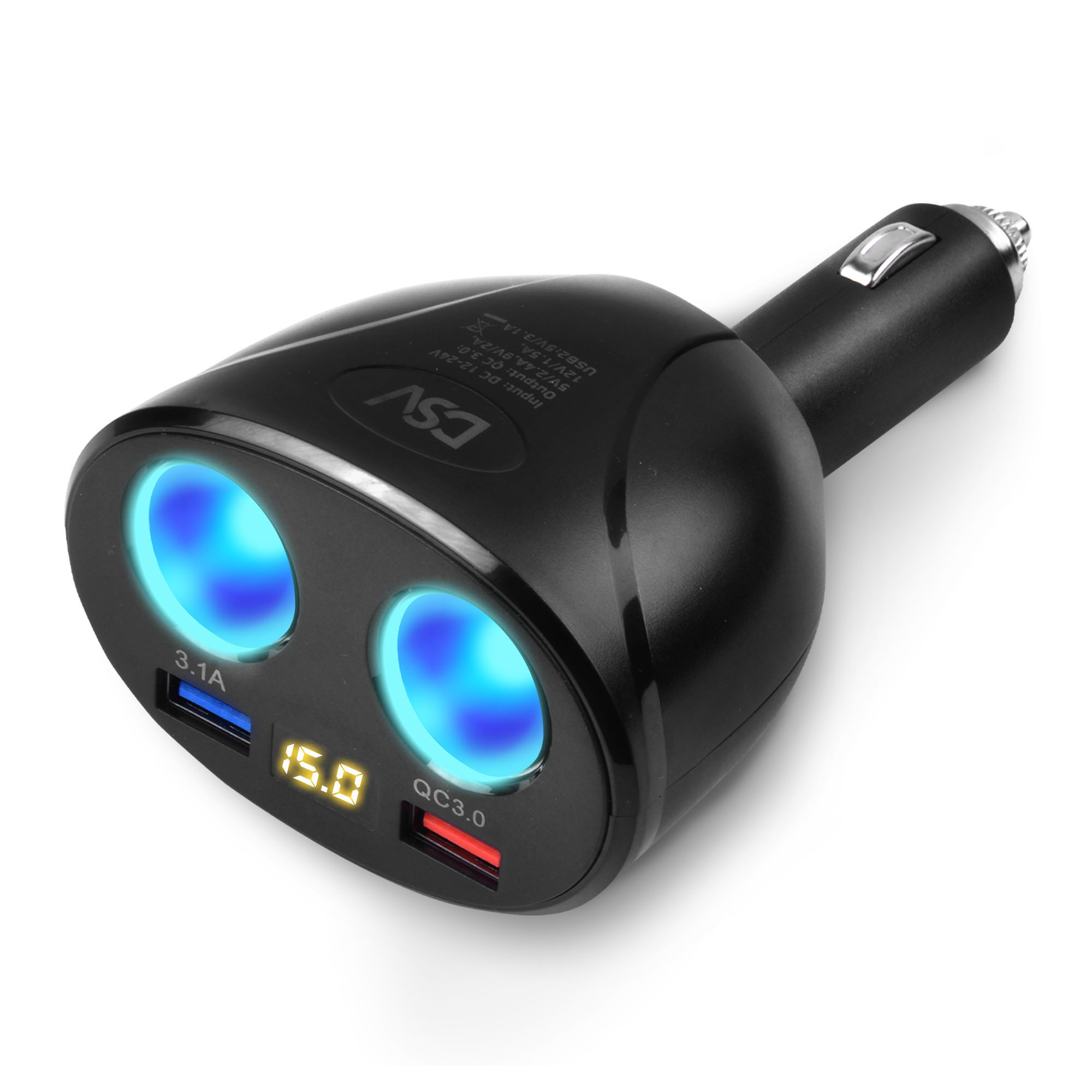 DSV Standard USB Car Charger 2-Ports, Cigarette Lighter Adapter&nbsp;, Model# 81500